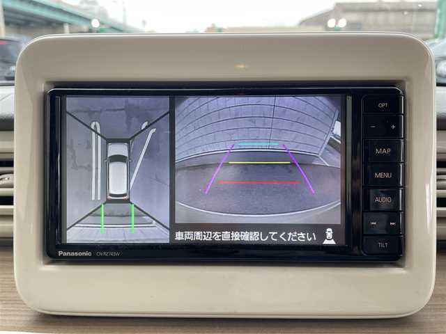 スズキ ラパン X 福岡県 2019(平31)年 4.3万km フォーンベージュメタリック/ホワイト2トーンルーフ 純正7型SDナビ/（フルセグTV/BT/CD/DVD）/全方位モニター/衝突軽減ブレーキ/ETC/シートヒーター/ステアリングリモコン/Pスタート/スマートキー/スペアキー1本/ISOFIX/S-エネチャージ搭載車
