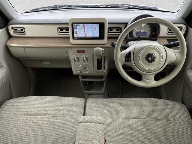 スズキ ラパン X 福岡県 2019(平31)年 4.3万km フォーンベージュメタリック/ホワイト2トーンルーフ 純正7型SDナビ/（フルセグTV/BT/CD/DVD）/全方位モニター/衝突軽減ブレーキ/ETC/シートヒーター/ステアリングリモコン/Pスタート/スマートキー/スペアキー1本/ISOFIX/S-エネチャージ搭載車