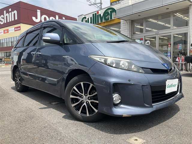 トヨタ エスティマ ハイブリッド アエラス サイドリフトアップ 滋賀県 2012(平24)年 8.2万km グレイッシュブルーマイカメタリック 純正HDDナビ/・地デジ・バックモニター・FSカメラ/後席サイドリフトアップ/純正コーナーセンサー/クルーズコントロール/D席パワーシート/LEDヘッドライト/ステアリングリモコン/革巻きステアリング/AC100V/純正マット/バイザー/