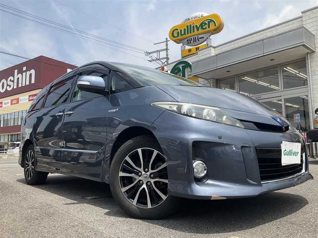 トヨタ エスティマ ハイブリッド アエラス サイドリフトアップ 滋賀県 2012(平24)年 8.2万km グレイッシュブルーマイカメタリック 純正HDDナビ/・地デジ・バックモニター・FSカメラ/後席サイドリフトアップ/純正コーナーセンサー/クルーズコントロール/D席パワーシート/LEDヘッドライト/ステアリングリモコン/革巻きステアリング/AC100V/純正マット/バイザー/