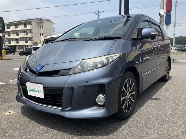 トヨタ エスティマ ハイブリッド アエラス サイドリフトアップ 滋賀県 2012(平24)年 8.2万km グレイッシュブルーマイカメタリック 純正HDDナビ/・地デジ・バックモニター・FSカメラ/後席サイドリフトアップ/純正コーナーセンサー/クルーズコントロール/D席パワーシート/LEDヘッドライト/ステアリングリモコン/革巻きステアリング/AC100V/純正マット/バイザー/
