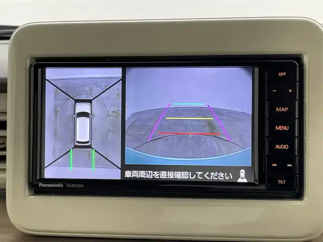 スズキ ラパン X 岡山県 2019(平31)年 5.1万km フレンチミントパールメタリック 全方位カメラ/白色ルーフ/ミラー/純正SDナビ(CN-RZ743W)/（CD/DVD/BT/フルセグTV/USB）/ビルトインETC/スマートキー/衝突軽減ブレーキ/アイドリングストップ/踏み間違い防止/D席シートヒーター/ステアリングスイッチ/純正14インチアルミホイール/純正フロアマット/ドアバイザー