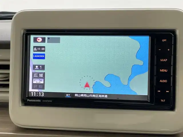 スズキ ラパン X 岡山県 2019(平31)年 5.1万km フレンチミントパールメタリック 全方位カメラ/白色ルーフ/ミラー/純正SDナビ(CN-RZ743W)/（CD/DVD/BT/フルセグTV/USB）/ビルトインETC/スマートキー/衝突軽減ブレーキ/アイドリングストップ/踏み間違い防止/D席シートヒーター/ステアリングスイッチ/純正14インチアルミホイール/純正フロアマット/ドアバイザー