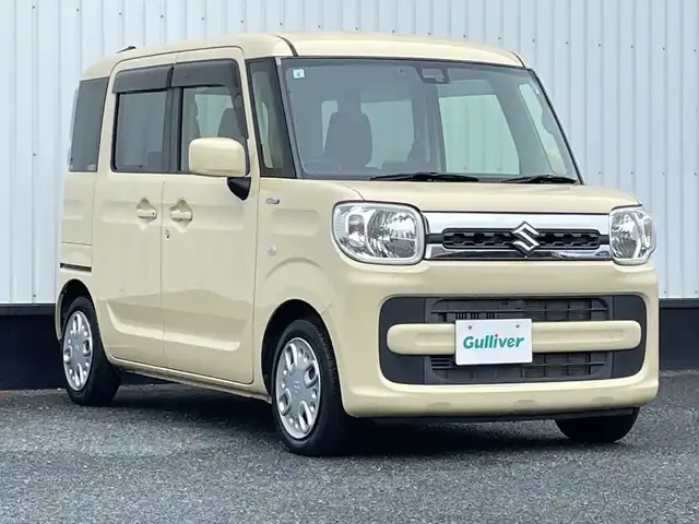 スズキ スペーシア HYBRID X 千葉県 2019(令1)年 1.8万km シフォンアイボリーM 純正メモリナビ/(フルセグTV/BT/CD/DVD/FM/AM)/バックカメラ/衝突被害軽減システム/車線逸脱警報/両側パワースライドドア/横滑り防止装置/ETC/アイドリングストップ/オートライト/電動格納ミラー/シートリフター/プッシュスタート/スマートキー/フロアマット/スペアキー/保証書
