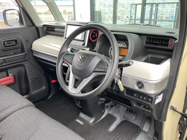 スズキ スペーシア HYBRID X 千葉県 2019(令1)年 1.8万km シフォンアイボリーM 純正メモリナビ/(フルセグTV/BT/CD/DVD/FM/AM)/バックカメラ/衝突被害軽減システム/車線逸脱警報/両側パワースライドドア/横滑り防止装置/ETC/アイドリングストップ/オートライト/電動格納ミラー/シートリフター/プッシュスタート/スマートキー/フロアマット/スペアキー/保証書