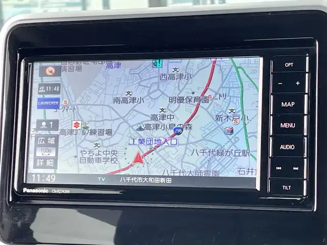 スズキ スペーシア HYBRID X 千葉県 2019(令1)年 1.8万km シフォンアイボリーM 純正メモリナビ/(フルセグTV/BT/CD/DVD/FM/AM)/バックカメラ/衝突被害軽減システム/車線逸脱警報/両側パワースライドドア/横滑り防止装置/ETC/アイドリングストップ/オートライト/電動格納ミラー/シートリフター/プッシュスタート/スマートキー/フロアマット/スペアキー/保証書