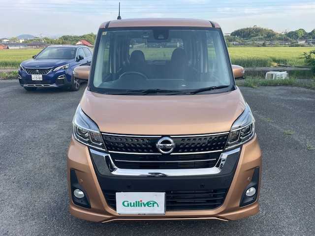 日産 デイズ ルークス ハイウェイスターX 福岡県 2018(平30)年 2.5万km ピンクゴールドM ワンオーナー/衝突軽減ブレーキ/純正メモリーナビ(MJ118D-W)/フルセグTV/CD、BT/アラウンドビューモニター/バックカメラ/左側パワースライドドア/スマートキー×２/ドラレコ/ETC/LEDヘッドライト/フォグランプ/ウインカードアミラー/電格ミラー/純正14インチアルミ/ドアバイザー/フロアマット/取扱説明書/新車保証書