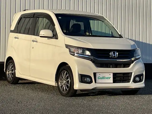 ホンダ Ｎ ＷＧＮ カスタム G Aパッケージ 千葉県 2015(平27)年 4.4万km プレミアムホワイトパール 社外ナビ/(フルセグTV/Bluetooth/DVD/CD/AM/FM)/バックカメラ/衝突被害軽減システム/車線逸脱警報/クルーズコントロール/ハーフレザーシート/横滑り防止装置/ETC/アイドリングストップ/フォグランプ/オートライト/ウィンカーミラー/電動格納ミラー/純正14インチAW/シートリフター/プッシュスタート/スマートキー/フロアマット/スペアキー/取扱説明書/保証書