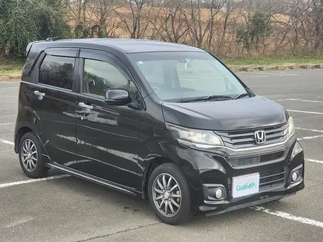 ホンダ Ｎ ＷＧＮ カスタム G ターボパッケージ 福岡県 2015(平27)年 5.4万km 黒 ワンオーナー/社外SDナビ・フルセグTV/（Bluetooth・DVD再生可能）/バックカメラ/シティブレーキサポート/純正ＨＩＤヘッドライト/スマートキー×２/パドルシフト/クルーズコントロール/ハーフレザーシート/社外ドライブレコーダー/ＥＴＣ/保証書/取扱説明書