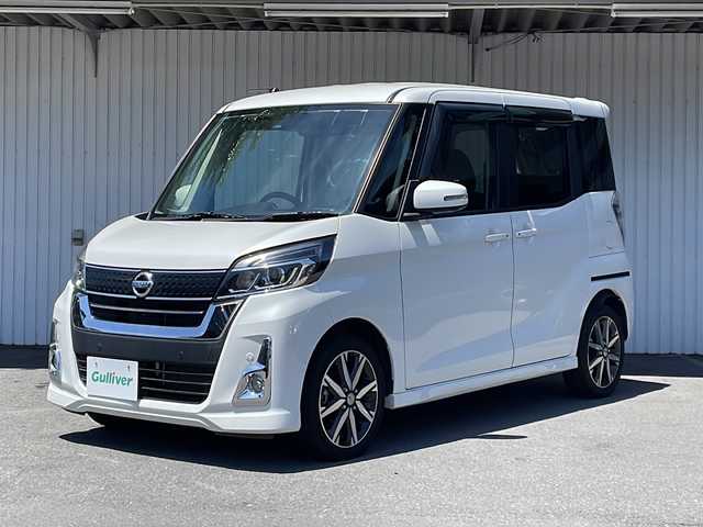 日産 デイズ ルークス ハイウェイスター Gターボ 長野県 2019(令1)年 4.5万km ホワイトパール ターボ/エマージェンシーブレーキ/純正メモリナビフルセグTV/アラウンドビューモニター/両側パワースライドドア/前後コーナーセンサー /純正１５インチアルミ/アイドリングストップ/レーンキープアシスト/オートハイビーム