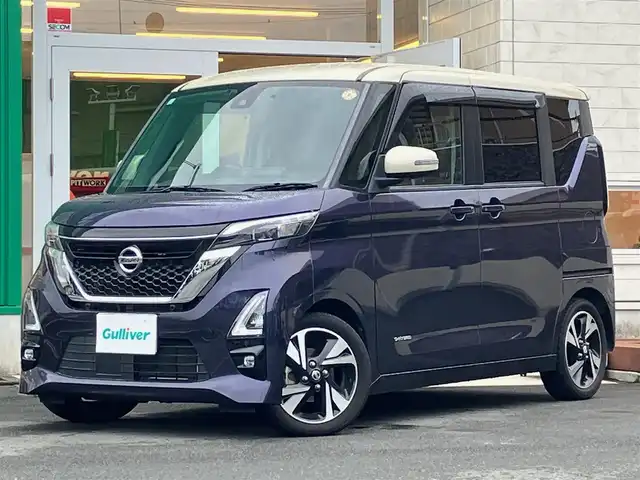 日産 ルークス HWS Gターボ プロパイロットED 静岡県 2021(令3)年 3万km パープル 純正9インチナビ(CD/DVD/BT/フルセグ)/MM320D-L/全方位カメラ/ターボ/プロパイロット/レーダークルーズコントロール/ETC/ドライブレコーダー/スマートキー/ベンチシート/ハーフレザーシート/純正フロアマット/両側パワースライドドア/純正アルミホイール/ABS/横滑り防止装置/コーナーセンサー前後/レーンキープアシスト/オートライト/LEDヘッドライト/W+サイドエアバッグ/衝突軽減システム/エンジンスタートボタン/パワーステアリング/パワーウィンドウ/アイドリングストップ