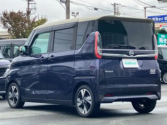 日産 ルークス HWS Gターボ プロパイロットED 静岡県 2021(令3)年 3万km パープル 純正9インチナビ(CD/DVD/BT/フルセグ)/MM320D-L/全方位カメラ/ターボ/プロパイロット/レーダークルーズコントロール/ETC/ドライブレコーダー/スマートキー/ベンチシート/ハーフレザーシート/純正フロアマット/両側パワースライドドア/純正アルミホイール/ABS/横滑り防止装置/コーナーセンサー前後/レーンキープアシスト/オートライト/LEDヘッドライト/W+サイドエアバッグ/衝突軽減システム/エンジンスタートボタン/パワーステアリング/パワーウィンドウ/アイドリングストップ