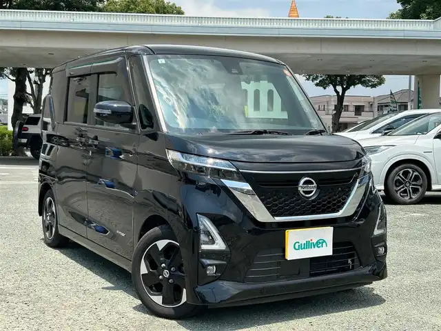 日産 ルークス ハイウェイスター X 熊本県 2021(令3)年 4.3万km ブラック 衝突軽減ブレーキ/プッシュスタート/純正ナビ/（CD・DVD・フルセグTV・BTオーディオ・SD）/アラウンドビューモニター/ETC/ドライブレコーダー/純正14インチAW/片側パワースライドドア/LEDヘッドライト/オートライト/LEDフォグライト/前後コーナーセンサー/横滑り防止装置/ウィンカーミラー/純正フロアマット/純正ドアバイザー
