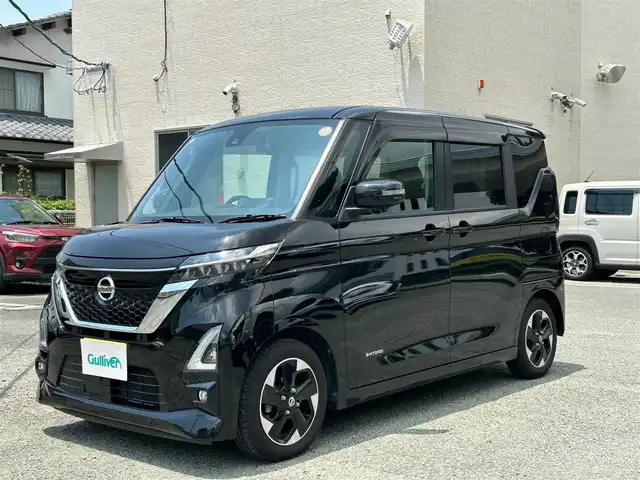 日産 ルークス ハイウェイスター X 熊本県 2021(令3)年 4.3万km ブラック 衝突軽減ブレーキ/プッシュスタート/純正ナビ/（CD・DVD・フルセグTV・BTオーディオ・SD）/アラウンドビューモニター/ETC/ドライブレコーダー/純正14インチAW/片側パワースライドドア/LEDヘッドライト/オートライト/LEDフォグライト/前後コーナーセンサー/横滑り防止装置/ウィンカーミラー/純正フロアマット/純正ドアバイザー