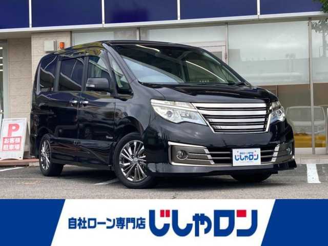 日産 セレナ ライダー Bライン Sハイブリッド 静岡県 2014(平26)年 6万km ダイヤモンドブラック (株)IDOMが運営する【じしゃロン焼津店】の自社ローン専用車両になります。こちらは現金またはオートローンご利用時の価格です。自社ローンご希望の方は別途その旨お申付け下さい /純正ＳＤナビ/（フルセグＴＶ/Ｂｌｕｅｔｏｏｔｈ接続/ＣＤ/ＤＶＤ/ミュージックサーバー）/フリップダウンモニター/両側パワースライドドア/バックカメラ/クルーズコントロール/ＬＥＤヘッドライト/オートライト/プッシュスタート＆スマートキー