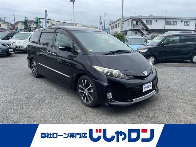 トヨタ エスティマ アエラス プレミアムエディション 神奈川県 2013(平25)年 12.1万km ブラック (株)IDOMが運営する【じしゃロン秦野店】の自社ローン専用車両になりますこちらは現金またはオートローンご利用時の価格です。自社ローンご希望の方は別途その旨お申付け下さい/純正ナビ/バックカメラ　/Bluetooth接続/ビルドインETC/クルーズコントロール/ムーンルーフ/純正アルミホイール/両側パワースライドドア