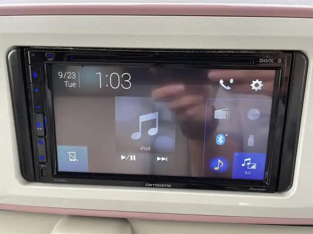 ダイハツ ムーヴ キャンバス X メイクアップ リミテッド SAⅢ 岡山県 2022(令4)年 1.9万km パールホワイトⅢ/ブルーミングピンクメタリック 社外ディスプレイオーディオ/AM、FM、CD、Bluetooth/全方位カメラ/運転席シートヒーター/オートハイビーム/スマートアシスト/ETC