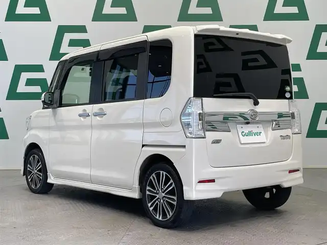 ダイハツ タント カスタム RS SA 鹿児島県 2014(平26)年 12.6万km パールホワイトⅢ 社外SDナビ/フルセグTV/BT/CD/DVD/AM/FM/バックカメラ/スマートアシスト/両側パワースライドドア/ドライブレコーダー/ETC/LEDヘッドライト/純正15インチアルミホイール/フロアマット/ドアバイザー