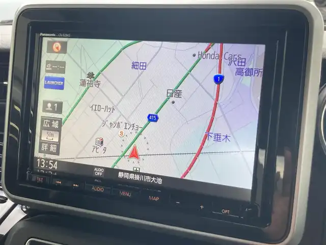 スズキ スペーシア カスタム HYBRID XS ターボ 静岡県 2018(平30)年 5.1万km スチールシルバーM スズキセーフティサポート/純正8インチナビ(CN-RZ843)/　AM FM CD DVD Bluetooth USB SD/ETC/LEDオートヘッドランプ/レーダークルーズコントロール/ハーフレザーシート/シートヒーター(運転席)/両側パワースライドドア/リアクリアランスソナー/純正15インチアルミホイール/スマートキー＆プッシュスタート/パドルシフト/リアサンシェード/フルセグTV/バックモニター