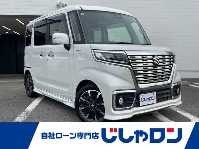 スズキ スペーシア カスタム HYBRID XS 熊本県 2018(平30)年 10.3万km ピュアホワイトP (株)IDOMが運営する【じしゃロン熊本店】の自社ローン専用車両になります。こちらは現金またはオートローンご利用時の価格です。自社ローンご希望の方は別途その旨お申付け下さい　/社外ナビ/バックカメラ/ワンセグテレビ/DVD/CD/ETC/ハーフレザーシート/シートヒーター/両側パワースライドドア/コーナーセンサー/LEDヘッドライト/スマートキー