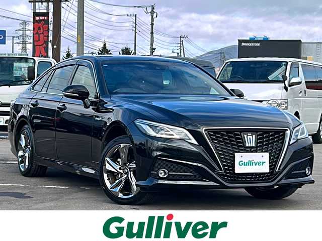 トヨタ クラウン ハイブリッド S Four 道南・函館 2018(平30)年 2.5万km プレシャスブラックパール /純正ナビ//フルセグTV//ドライブレコーダー 前後//バックカメラ//前席シートヒーター//前席パワーシート//革巻きステアリング//ステアリングヒーター//TVキャンセラー//パドルシフト//プリクラッシュセーフティー//ブラインドスポットモニター//リアクロストラフィックアラート//クリアランスソナー//LTA//ビルトインETC//LEDヘッドライト//フォグランプ//EV MODE//クルーズコントロール