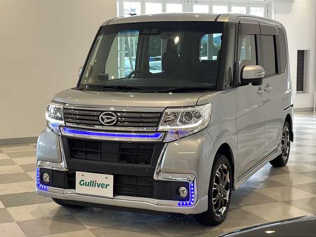 ダイハツ タント カスタム X トップED SA Ⅲ 福井県 2017(平29)年 3.5万km ブライトシルバーメタリック 純正8インチナビ/フルセグTV/バックカメラ/スマートアシスト/・衝突回避支援システム/・レーンキープアシスト/・オートハイビーム/ETC2.0/ドライブレコーダー/片側パワースライドドア/ハーフレザーシート/シートヒーター/オートライト/LEDヘッドライト/社外アルミホイール/プッシュスタート/スマートキー/純正フロアマット