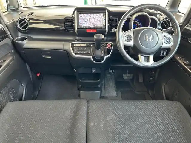 ホンダ Ｎ ＢＯＸ 2トーン カスタム ターボSSパッケージ 兵庫県 2014(平26)年 7.5万km プレミアムゴールドパープルパール 純正ナビ（VXM-145VSi）/　（AM/FM/CD/DVD/BT)/ワンセグTV/バックカメラ/プッシュスタート/横滑り防止装置/ステアリングリモコン/パドルシフト/クルーズコントロール（追従なし）/前後ドライブレコーダー/GPSレーダー/ETC/両側パワースライドドア/純正フロアマット/ドアバイザー/純正15インチアルミホイール/スマートキー/スペアキー1本/保証書