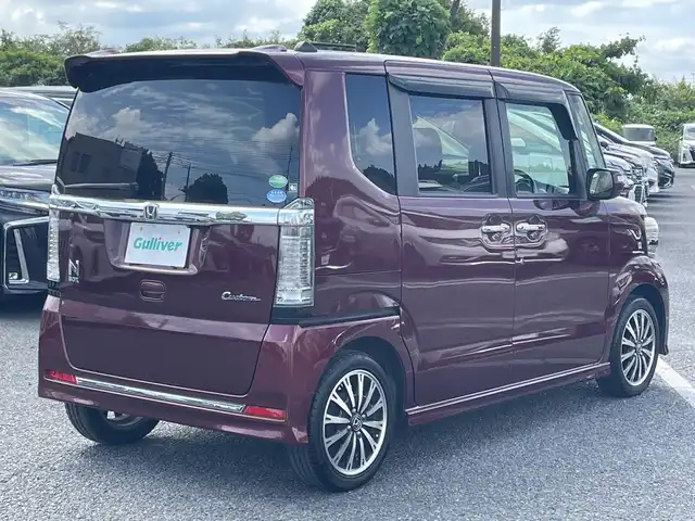 ホンダ Ｎ ＢＯＸ カスタム G ターボ Lパッケージ 千葉県 2016(平28)年 7万km プレミアムディープロッソパール ナビCN-RA03D バックカメラ アルパインフリップダウンモニター 両側電動スライドドア ETC クルコン パドルシフト ドラレコ HID オートライト 15インチAW ターボ スマートキー