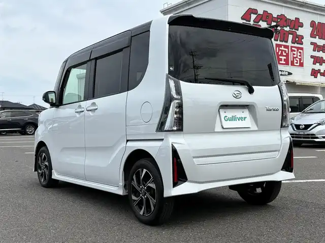 ダイハツ タント カスタム X 大分県 2022(令4)年 1.2万km ブラックマイカメタリック/シャイニングホワイトパール ・社外ナビ(BT/USB)/・バックモニター/・両側パワースライドドア/・スマートアシスト/・コーナーセンサー/・オートハイビーム/・ステアリングリモコン/・シートヒーター/・ブレーキホールド/・ドライブレコーダー/・ETC/・スマートキー/・純正アルミホイール