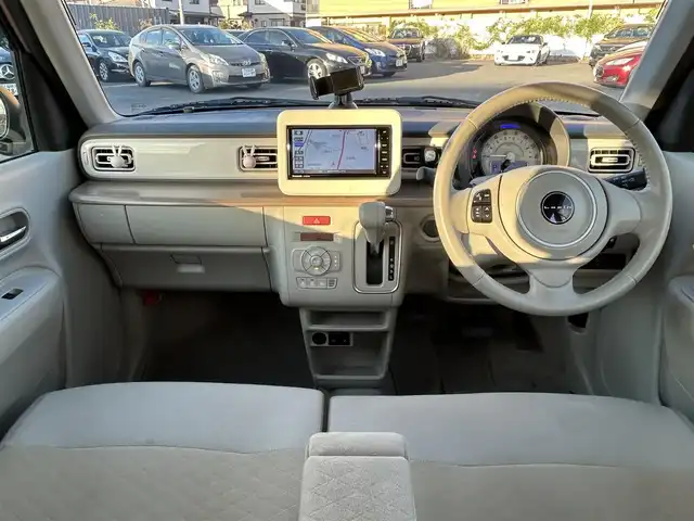 スズキ ラパン X 福岡県 2021(令3)年 1.4万km ピンクⅡ ワンオーナー/衝突軽減ブレーキ/レーンキープアシスト/前席シートヒーター/社外メモリナビ/Bluetooth/フルセグTV/純正14インチアルミホイール