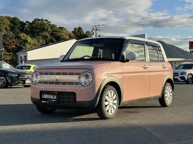 スズキ ラパン X 福岡県 2021(令3)年 1.4万km ピンクⅡ ワンオーナー/衝突軽減ブレーキ/レーンキープアシスト/前席シートヒーター/社外メモリナビ/Bluetooth/フルセグTV/純正14インチアルミホイール