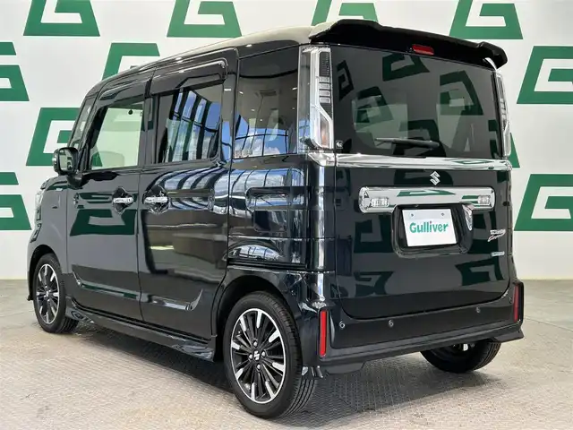 スズキ スペーシア カスタム HYBRID XS ターボ 鹿児島県 2018(平30)年 3.3万km ブルーイッシュブラックパール3 禁煙車　/純正ナビ　/Ｂｌｕｅｔｏｏｔｈ　/フルセグＴＶ　/ＴＶキャンセラー/バック・サイドカメラ　/両側パワスラ　/社外ＥＴＣ　/スマートキー　/クルコン　/後席サーキュレーター　/オートマチックハイビーム　/ロール式サンシェード　/電格ミラー/フロントフォグ/純正ドアバイザー/純正アルミ/純正フロアマット/カーテンエアバッグ