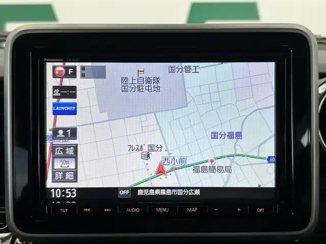 スズキ スペーシア カスタム HYBRID XS ターボ 鹿児島県 2018(平30)年 3.3万km ブルーイッシュブラックパール3 禁煙車　/純正ナビ　/Ｂｌｕｅｔｏｏｔｈ　/フルセグＴＶ　/ＴＶキャンセラー/バック・サイドカメラ　/両側パワスラ　/社外ＥＴＣ　/スマートキー　/クルコン　/後席サーキュレーター　/オートマチックハイビーム　/ロール式サンシェード　/電格ミラー/フロントフォグ/純正ドアバイザー/純正アルミ/純正フロアマット/カーテンエアバッグ