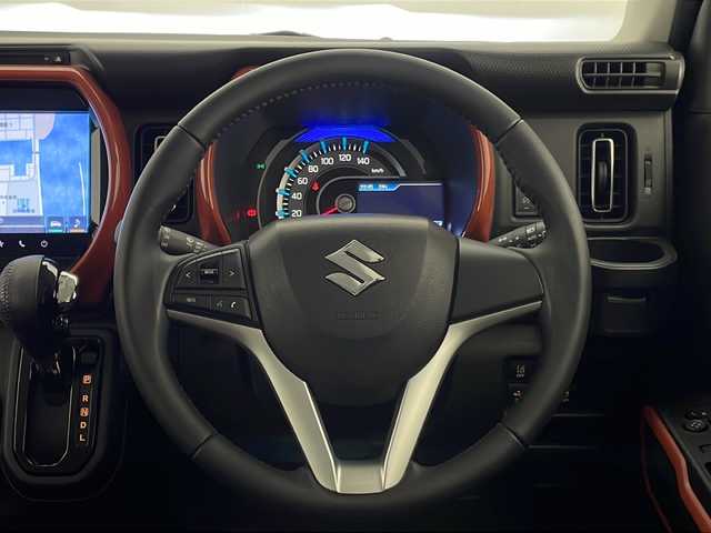 スズキ ハスラー HYBRID X 宮崎県 2020(令2)年 4.8万km バーミリオンオレンジ/ガンメタリック2トーン 禁煙車/衝突被害軽減ブレーキ/純正9型スマホ連携ナビTV/（CD/DVD/FMAM/Bluetooth/フルセグTV)/純正LEDオートライト/純正LEDフォグ/純正15インチアルミ/純正セキュリティアラーム/純正フロアマット/社外前後ドライブレコーダー/レーンディパーチャーアラート/クリアランスソナー/エネチャージ/オートエアコン/ウインカードアミラー/前席シートヒーター/本革巻ハンドル/スマートキー/プッシュエンジンスタート/スペアキー/新車時保証書/取扱い説明書