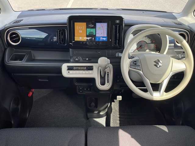 スズキ ワゴンＲ スマイル HYBRID S 青森県 2021(令3)年 3.1万km インディゴブルーメタリック/ホワイト2トーン 4WD/純正9インチメモリナビ・フルセグTV/全方位モニター/CD・DVD・Bluetooth/両側パワースライドドア/前席シートヒーター/セーフティサポート/デュアルカメラブレーキサポート/誤発進抑制機能/レーンキープアシスト/ハイビームアシスト/コーナーセンサー/横滑り防止装置/充電用USBボート/スマートキー/プッシュスタート