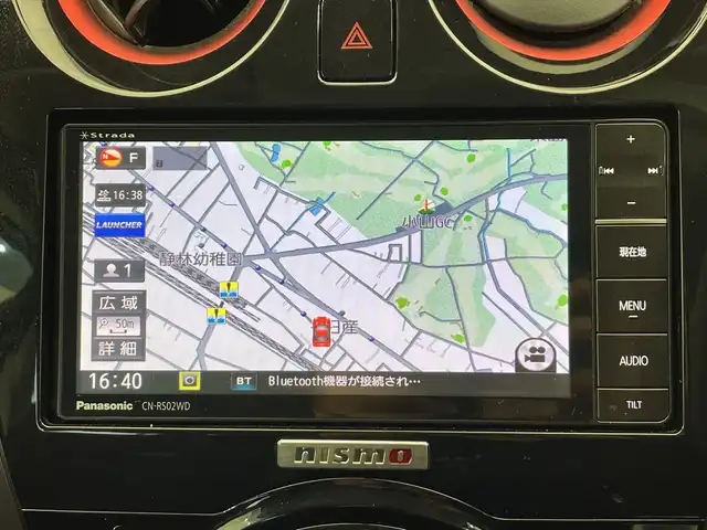 日産 ノート ニスモS 栃木県 2016(平28)年 6.8万km スーパーブラック 社外ナビ/（CD/DVD/SD/Bluetooth/フルセグテレビ）/バックカメラ/ドアバイザー/ETC/ドライブレコーダー/オートライト/LEDヘッドライト/スマートキー/プッシュスタート/電動格納ミラー/BBSアルミホイール/純正フロアマット