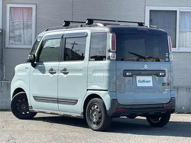 スズキ スペーシア ギア HYBRID XZ 青森県 2019(平31)年 4.1万km オフブルーメタリック/ガンメタリック2トーンルーフ ワンオーナー/４ＷＤ/社外オーディオ/両側パワースライドドア/パーキングセンサー/車線逸脱防止/衝突軽減ブレーキ/横滑り防止/純正ＬＥＤヘッドライト/フォグランプ/シートヒーター/アイドリングストップ/ＥＴＣ/取扱説明書/保証書