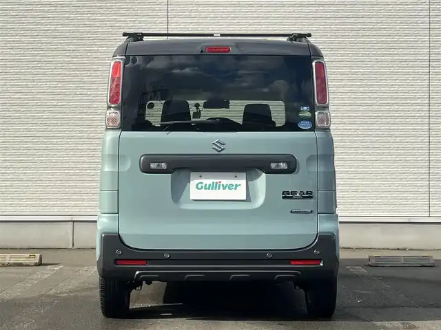 スズキ スペーシア ギア HYBRID XZ 秋田県 2019(平31)年 4.1万km オフブルーメタリック/ガンメタリック2トーンルーフ ４WD/衝突軽減システム/LEDヘッドライト/両側パワースライドドア/社外カーオーディオ（CD/BT/AM/FM）/スマートキー/アイドリングストップ/プッシュスタート/レーンキープアシスト/オートマチックハイビーム/コーナーセンサー/ステアリングスイッチ/前席シートヒーター/ビルトインETC/ドライブレコーダー/ルーフレール/ルーフキャリア/純正フロアマット/社外ドアバイザー/オートライト/オートエアコン/パワーステアリング/パワーウィンドウ/横滑り防止/盗難防止装置/寒冷地仕様/電動格納ウィンカーミラー