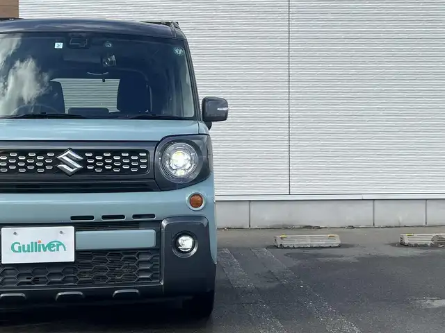 スズキ スペーシア ギア HYBRID XZ 秋田県 2019(平31)年 4.1万km オフブルーメタリック/ガンメタリック2トーンルーフ ４WD/衝突軽減システム/LEDヘッドライト/両側パワースライドドア/社外カーオーディオ（CD/BT/AM/FM）/スマートキー/アイドリングストップ/プッシュスタート/レーンキープアシスト/オートマチックハイビーム/コーナーセンサー/ステアリングスイッチ/前席シートヒーター/ビルトインETC/ドライブレコーダー/ルーフレール/ルーフキャリア/純正フロアマット/社外ドアバイザー/オートライト/オートエアコン/パワーステアリング/パワーウィンドウ/横滑り防止/盗難防止装置/寒冷地仕様/電動格納ウィンカーミラー