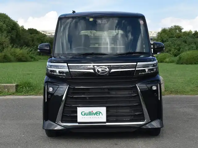 ダイハツ タント カスタム X 福岡県 2023(令5)年 0.8万km ブラックマイカメタリック 　タント　カスタムX　/純正ディスプレイオーディオ/　　フルセグTV/B・T　　/バックカメラ/両側パワースライドドア/前席シートヒーター/クリアランスソナー/LEDヘッドライト/純正14インチアルミホイール/ETC/保証書あり/取扱説明書あり/スペアキーあり