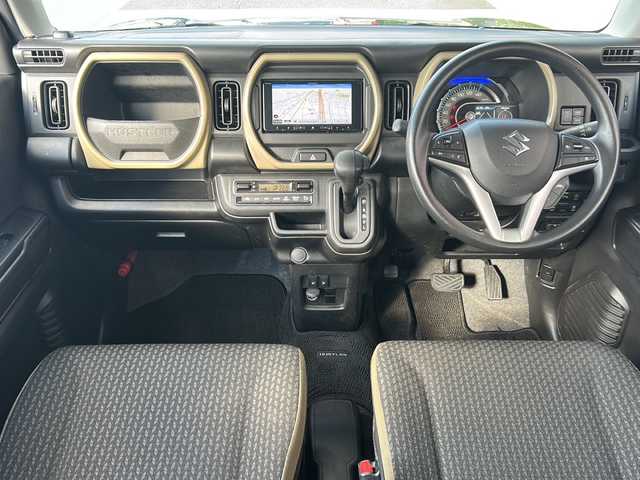 スズキ ハスラー HYBRID G 広島県 2025(令7)年 1.7万km クールカーキPM 禁煙/デュアルカメラブレーキサポート/社外ナビ/バックカメラ/フルセグTV/Bluetooth/シートヒーター/LEDオートライト/コーナーセンサー（リア）/レーダークルーズコントロール/レーンキープ/ドライブレコーダー/ETC/純正フロアマット/ステアリングスイッチ/アイドリングストップ