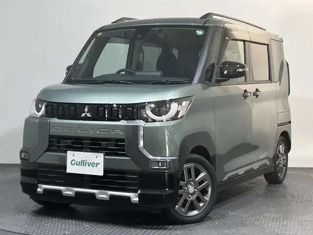 三菱 デリカミニ G プレミアム 愛媛県 2023(令5)年 0.7万km 緑 純正9インチナビ/(Bluetooth/CD/DVD/フルセグ)/全周囲カメラ/マイパイロット/デジタルルームミラー/衝突被害軽減ブレーキ/レーンキープアシスト/前後コーナーセンサー/ダウンヒルアシストコントロール/D/Nシートヒーター/ステアリングヒーター/両側電動スライドドア/ルーフレール/サイドサンシェード/リアサーキュレーター/LEDヘッドライト/オートマチックハイビーム/オートライト/ヘッドライトレベライザー/スペアキー/保証書/取扱説明書