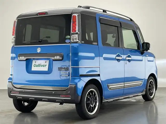 スズキ スペーシア ギア HYBRID XZターボ 愛知県 2019(平31)年 6.8万km ブリスクブルーメタリック/ガンメタリック2トーンルーフ 純正８型ナビ　ＨＵＤ　全方位カメラ　禁煙車　両側パワスラ　シートヒーター　ＥＴＣ　前後ドラレコ　フルセグ　ＤＶＤ　セーフティサポート　衝突軽減　レーンキープ　ＬＥＤオートライト　クルコン　パドルシフト ルーフレール　Bluetooth　USB　プッシュスタート　スマートキー　