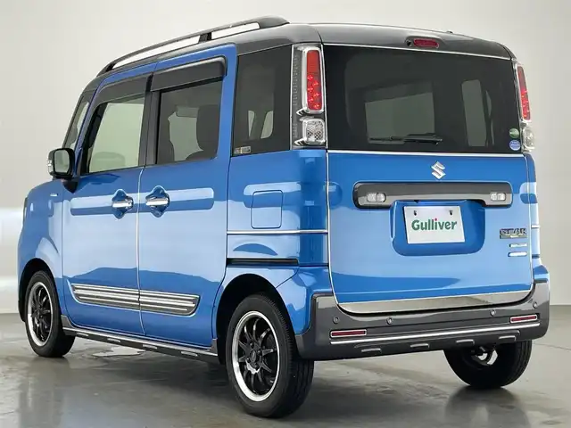 スズキ スペーシア ギア HYBRID XZターボ 愛知県 2019(平31)年 6.8万km ブリスクブルーメタリック/ガンメタリック2トーンルーフ 純正８型ナビ　ＨＵＤ　全方位カメラ　禁煙車　両側パワスラ　シートヒーター　ＥＴＣ　前後ドラレコ　フルセグ　ＤＶＤ　セーフティサポート　衝突軽減　レーンキープ　ＬＥＤオートライト　クルコン　パドルシフト ルーフレール　Bluetooth　USB　プッシュスタート　スマートキー　