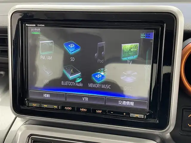 スズキ スペーシア ギア HYBRID XZターボ 愛知県 2019(平31)年 6.8万km ブリスクブルーメタリック/ガンメタリック2トーンルーフ 純正８型ナビ　ＨＵＤ　全方位カメラ　禁煙車　両側パワスラ　シートヒーター　ＥＴＣ　前後ドラレコ　フルセグ　ＤＶＤ　セーフティサポート　衝突軽減　レーンキープ　ＬＥＤオートライト　クルコン　パドルシフト ルーフレール　Bluetooth　USB　プッシュスタート　スマートキー　