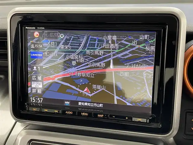 スズキ スペーシア ギア HYBRID XZターボ 愛知県 2019(平31)年 6.8万km ブリスクブルーメタリック/ガンメタリック2トーンルーフ 純正８型ナビ　ＨＵＤ　全方位カメラ　禁煙車　両側パワスラ　シートヒーター　ＥＴＣ　前後ドラレコ　フルセグ　ＤＶＤ　セーフティサポート　衝突軽減　レーンキープ　ＬＥＤオートライト　クルコン　パドルシフト ルーフレール　Bluetooth　USB　プッシュスタート　スマートキー　