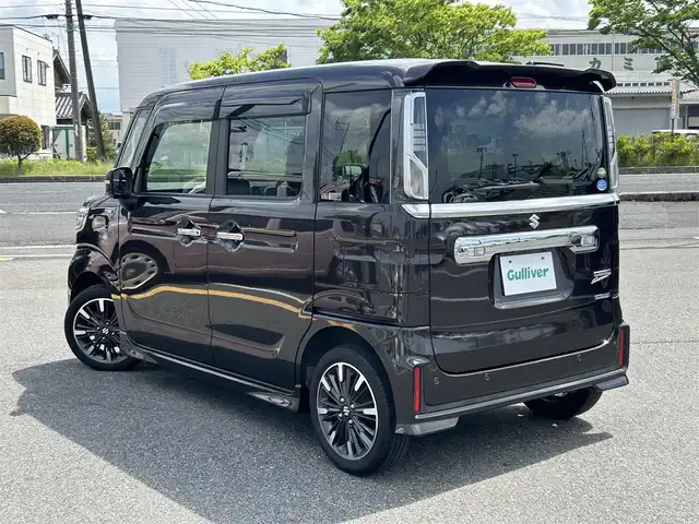 スズキ スペーシア カスタム HYBRID XS 鳥取県 2018(平30)年 4.3万km アーバンブラウンパールメタリック 純正８型ナビ/フルセグ/DVD/CD/BT/全方位カメラ/ビルトインETC/前方ドライブレコーダー/ハーフレザーシート/運転席シートヒーター/衝突軽減ブレーキ/レーンキープアシスト/両側パワースライド/LEDヘッドライト/フォグライト/純正15インチアルミホイール/プッシュエンジンスタート/アイドリングストップ/バックソナー/フロアマット/ドアバイザー
