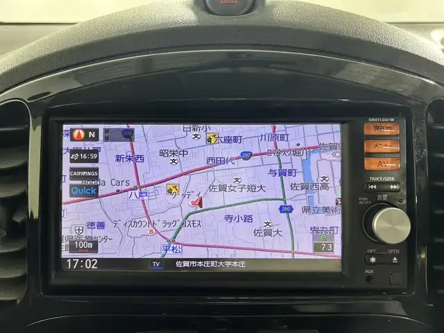 日産 ジューク 15RX タイプV 佐賀県 2013(平25)年 9.2万km メローゴールド 純正ディーラーオプション7インチナビ(MM113D-W)/バックカメラ/ワンセグテレビ/CD/SD/AUX/FM.AM/ETC/電動ミラー/純正フロアマット/純正ドアバイザー/プッシュスタート/スマートキー×2/保証書/取扱説明書