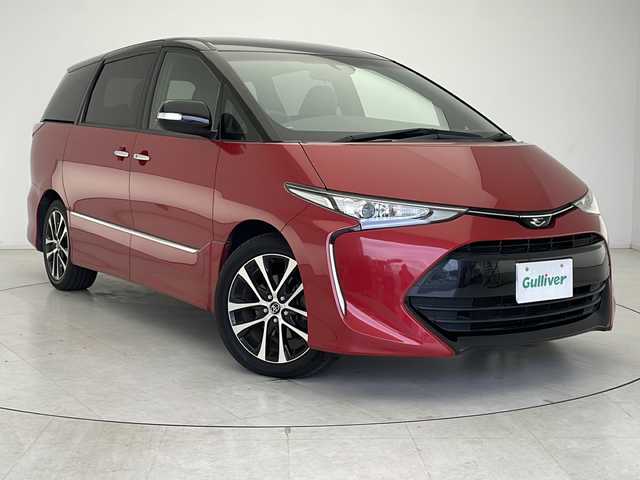 トヨタ エスティマ アエラス プレミアム 千葉県 2016(平28)年 4.6万km ブラック/レッドマイカメタリック 2トーン 純正9インチSDメモリナビ/　(CD/DVD/BT/フルセグTV)/衝突被害軽減システム/車線逸脱警報/オートライト/オートハイビーム/クルーズコントロール/バックカメラ/ETC/両側パワースライドドア/ハーフレザーシート/運転席パワーシート/フロアマット/LEDヘッドライト/取扱説明書/保証書