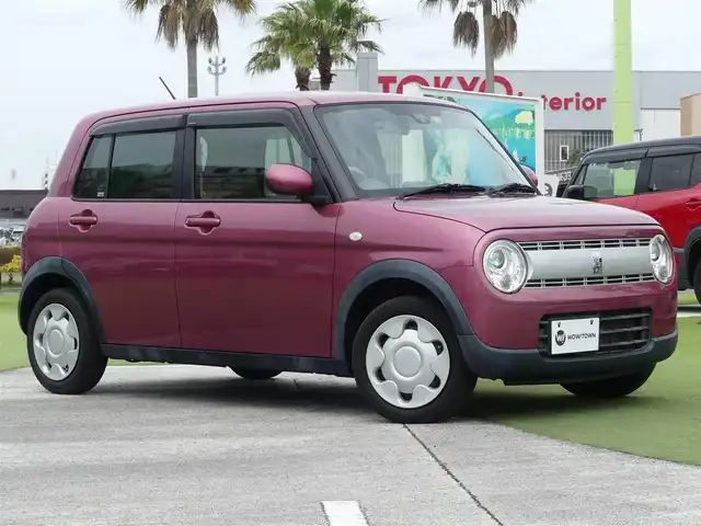 スズキ ラパン S 千葉県 2016(平28)年 4万km カシスピンクパールメタリック レーダーブレーキサポート/アイドリングストップ/社外SDナビ/地デジTV/【DVD/CD再生機能】/バックカメラ/革巻きステアリング/運転席シートヒーター/ETC/HIDヘッドライト/携帯リモコン